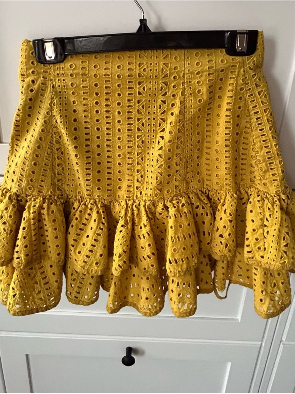 Zara Yellow Eyelet Ruffle Mini Skirt - Picture 4 of 4